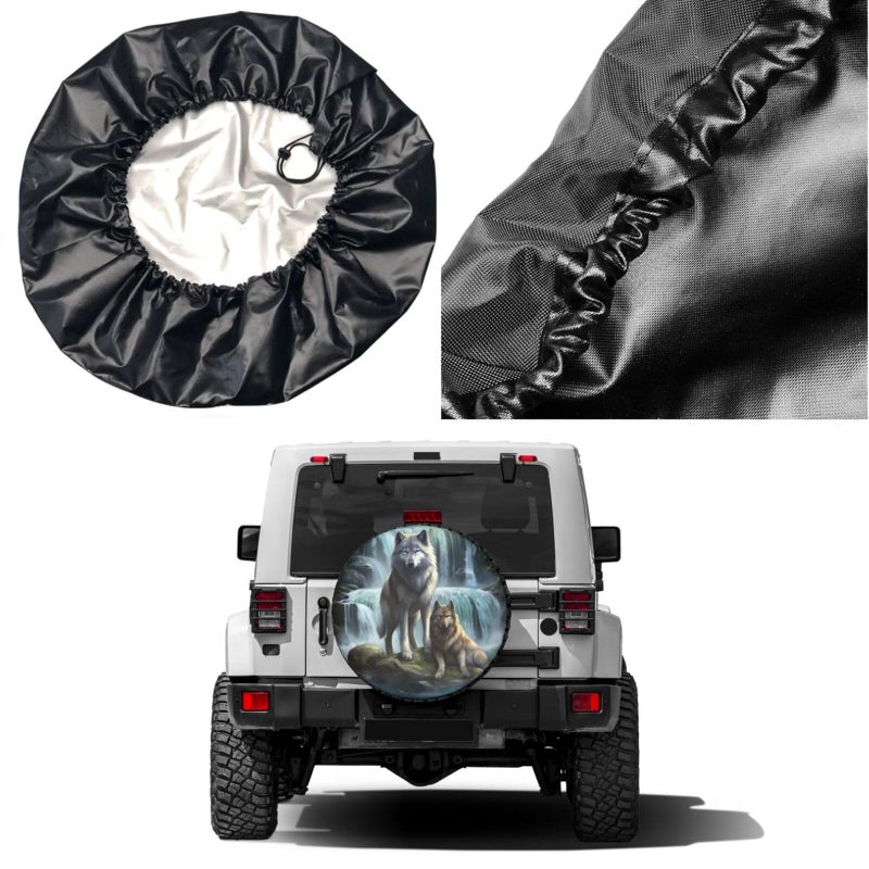 Foruidea 3D Printed Wolf Spare Tire Cover Dust-Proof Wheel Tire Cover Fit Trailer, RV, SUV and Many Vehicle 15 Inch - Image 5